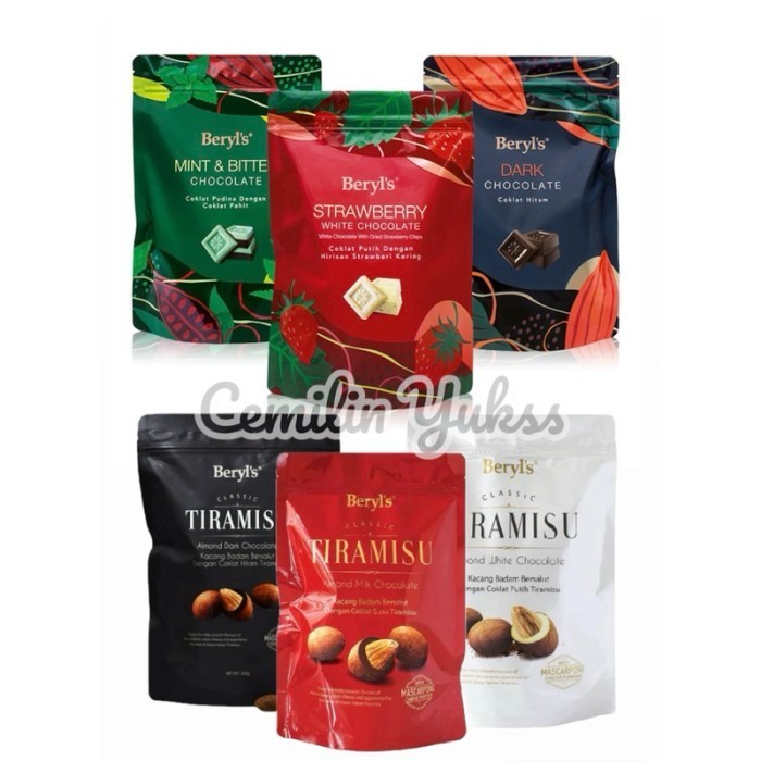 

Ready Beryls Tiramisu Almond Chocolate 300g Beryl's Dark Chocolate 280g Beryls White Chocolate With