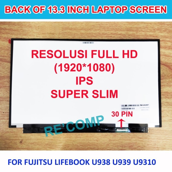 Ready LAYAR LED LCD FUJITSU LIFEBOOK U938 U939 U9310 13.3 INCH FULL HD IPS