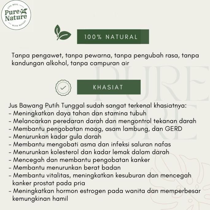 

PureNature Jus Bawang Putih Tunggal Jahe Merah Lemon Cuka Apel Madu BS