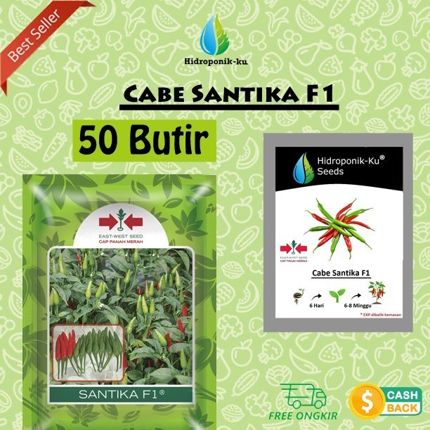 SALE BIBIT /BENIH CABE SANTIKA F1 ISI ( 50 BIJI ) REPACK HIDROPONIK KU