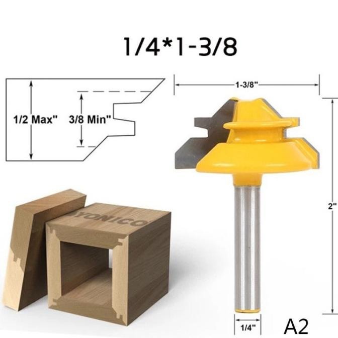 Mata Profil Sambungan Siku Lock Miter Router Bit 45 Degree 35mm *MPM15