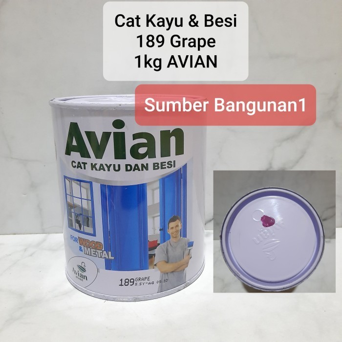 Cat Avian Kayu Besi 189 Grape 1Kg Ungu Tua Kusen Minyak Pintu Jendela