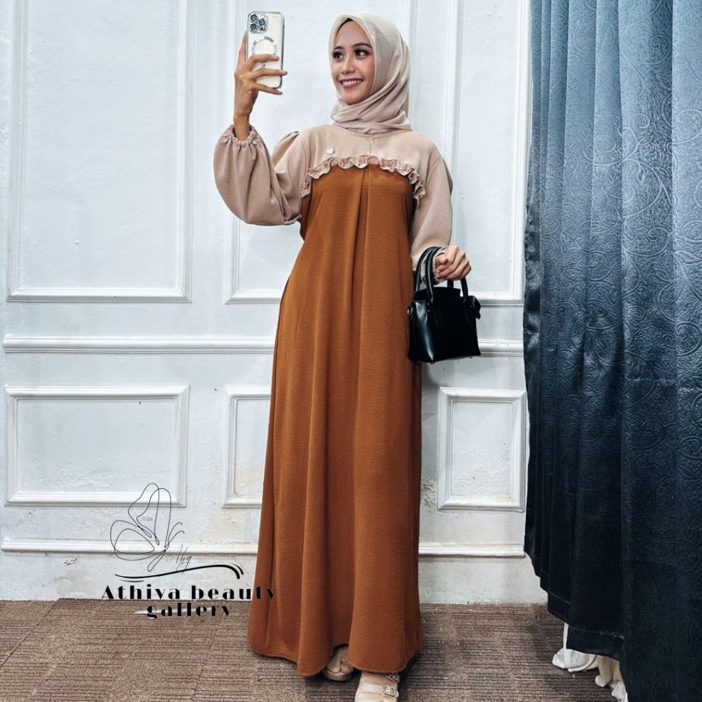 Bisa Cod Gams Sari Perempuan Lebaran2025 Premium Baju Dress Polos Tanggung Ibu Hamil Saryi Terbaru 2