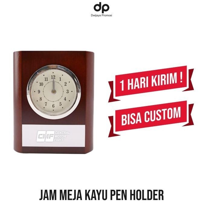 

TEMPAT PULPEN PEN HOLDER KAYU WADAH PEN JAM MEJA SOUVENIR JAM ANALOG