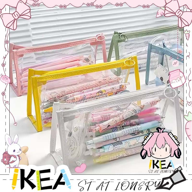 

IKEA-Cute Pencil Case Kotak Pensil Transparan Aesthetic Large Tempat Pensil Kawaii Pen Pouch Lucu Stationery Organizer