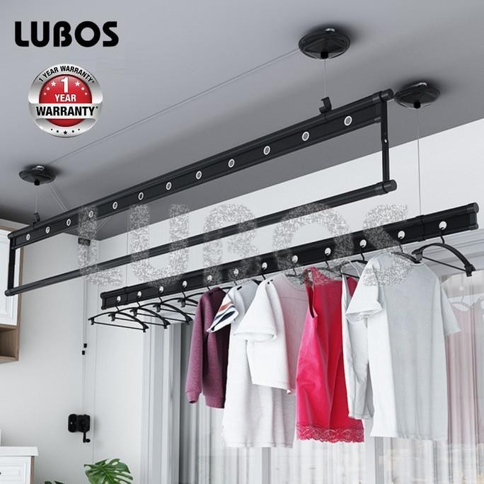 LUBOS 2m Jemuran Baju Gantung Lifting Atap Plafon Engkol Katrol
