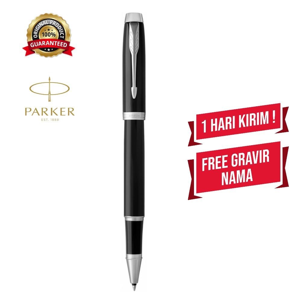

BACK TO SCHOOL PARKER IM NEW BLACK CHROME TRIM ROLLERBALL PEN CLIP SILVER ORINAL CUSTOM
