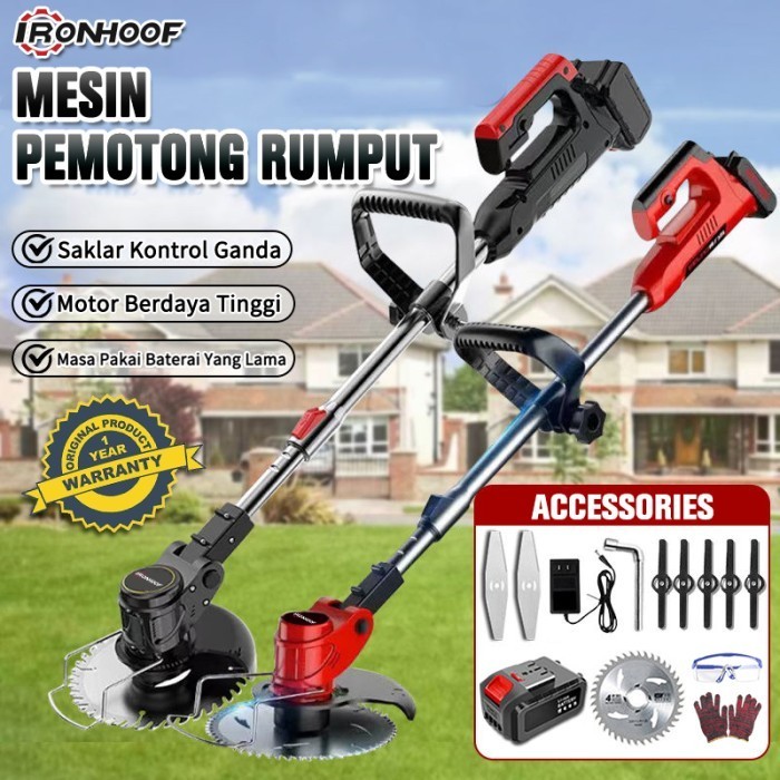 PROMO SPECIAL Mesin Potong Rumput IRONHOOF Baterai 36V/48V Mesin Pemotong Rumput