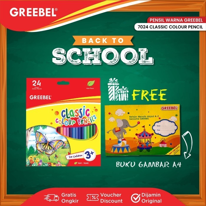 

GREEBEL SIL WARNA 7024 CLASSIC COLOR ISI 24 Colouring Color cil
