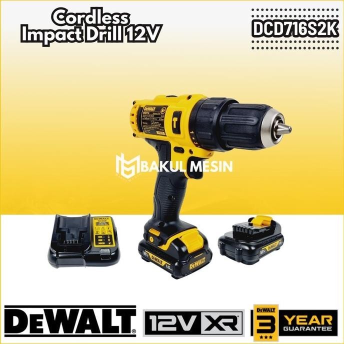 Dewalt 10.8V Dcd716 Bor Cordless Dcd716C2K Bor Baterai Tembok