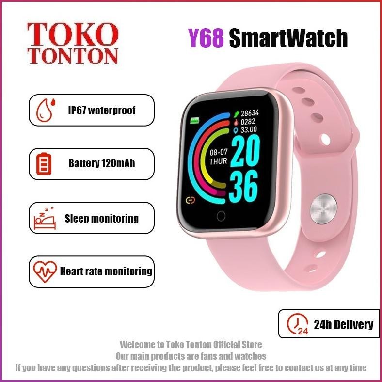 COD jam tangan SmartWatch Y68 anak Sport Tahan Air Smart Bluetooth Watch Heart Rate Gelang Pedometer