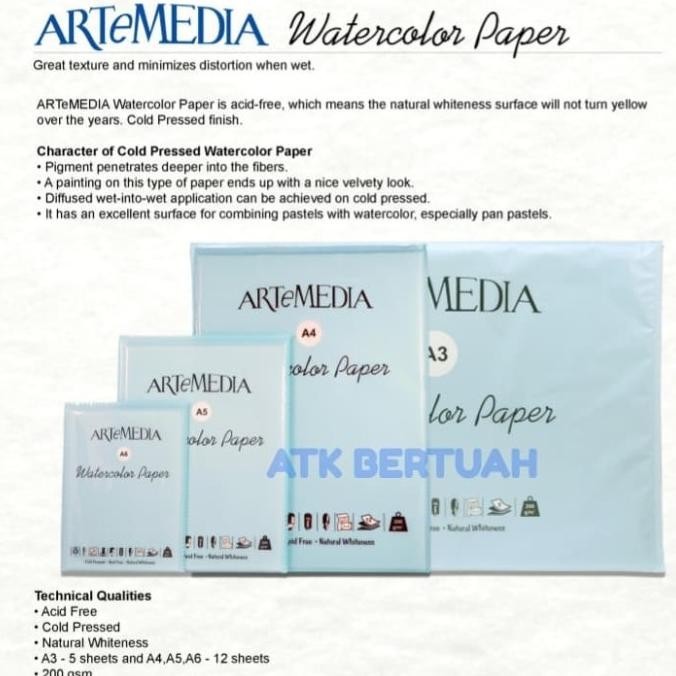 

ARTEMEDIA A5 WATERCOLOR WATER COLOR PAPER KERTAS GAMBAR KHUSUS CAT AIR