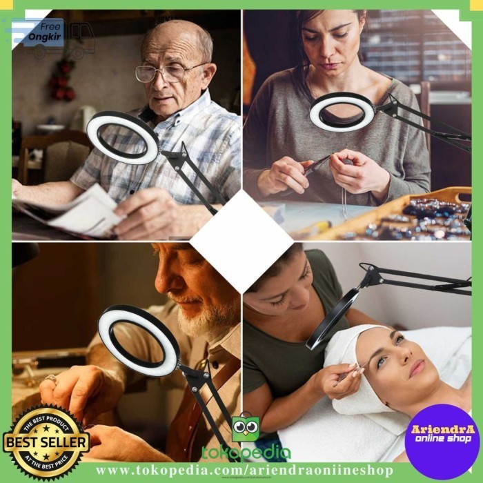 

Lampu Meja Baca LED Klip Kaca Pembesar 8x Tiga Warna 12W