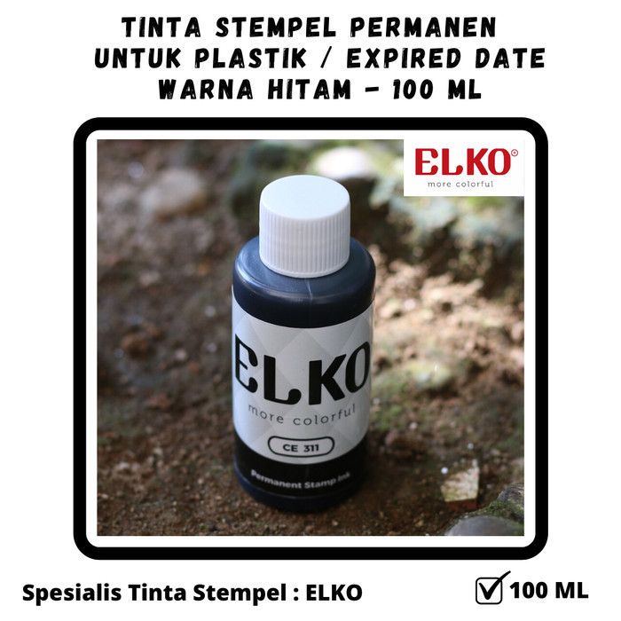 Tinta Stempel Permanen Plastik Expired Date Warna HITAM - ELKO 100 ML