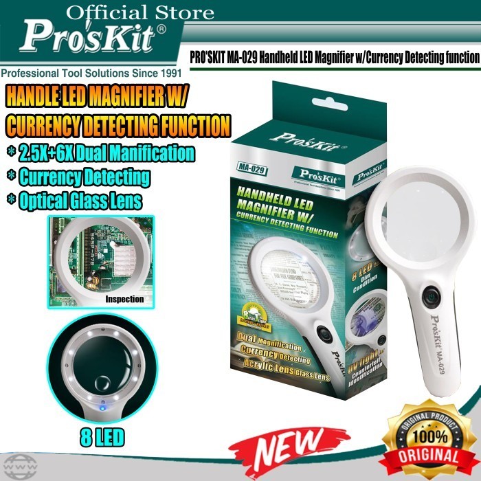

Proskit Magnifier Kaca Pembesar 8 LED 6X 2,5X 70mm PRO'SKIT MA-029
