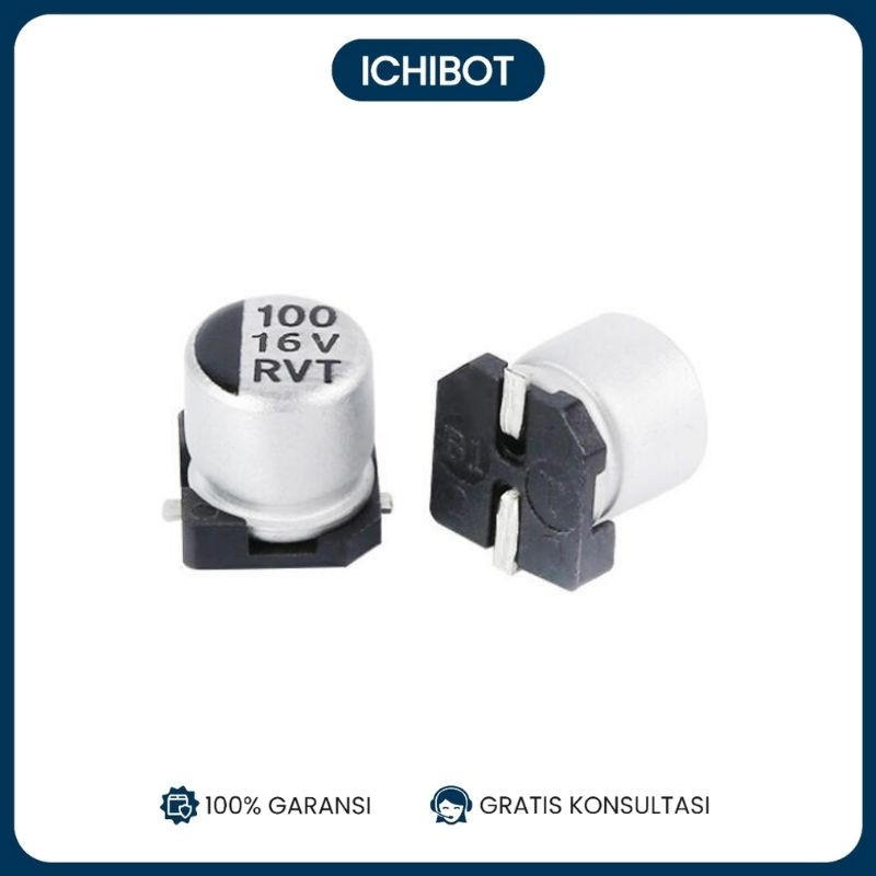 100uF 16v 6.3x5.4 SMD SMT Capacitor Elco Elko Kapasitor 100 uF
