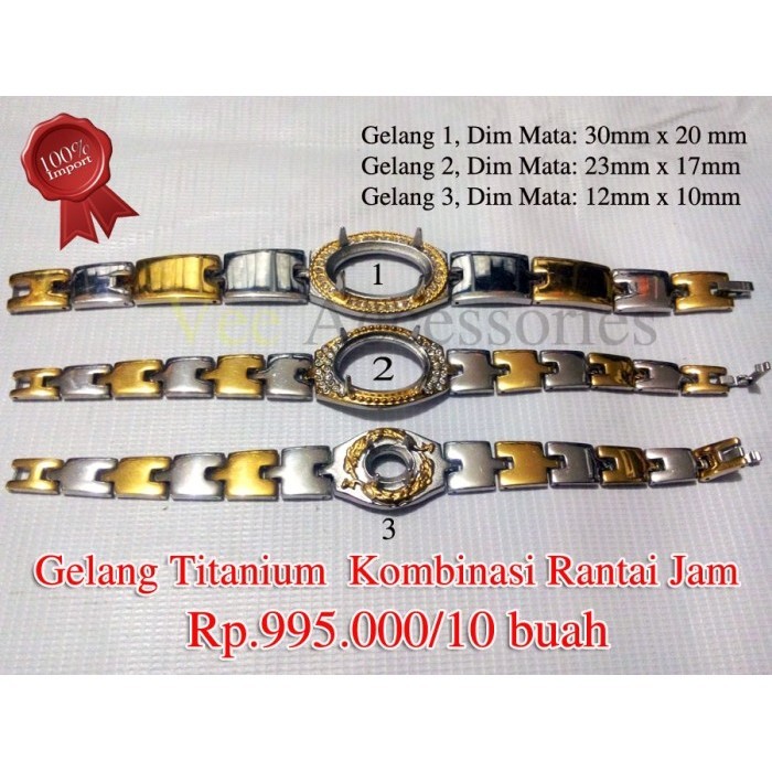 Haf 10 Buah Gelang Titanium Kombinasi Rantai Jam, Grosir - Impor