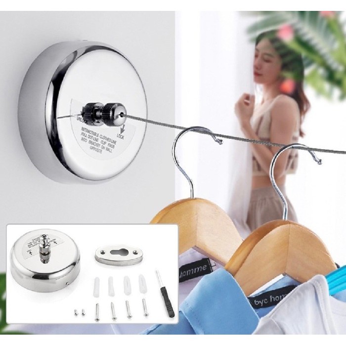 JEMURAN BAJU BAYI TALI JEMURAN PORTABLE STAINLESS -GANTUNGAN BAJU HANDUK JEMURAN CLOTHES