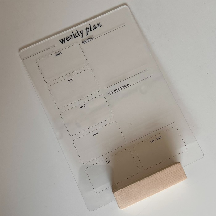 

Weekly Planner Acrylic Free Wood Stand + Marker Aesthetic Planner