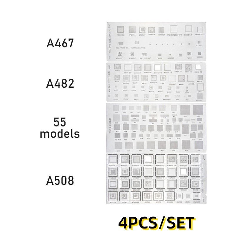 4PCS Cetakan Universal IC Plat Amaoe BGA / Stencil Plat BGA Universal Amaoe A467 / A482 / A508 / 55M