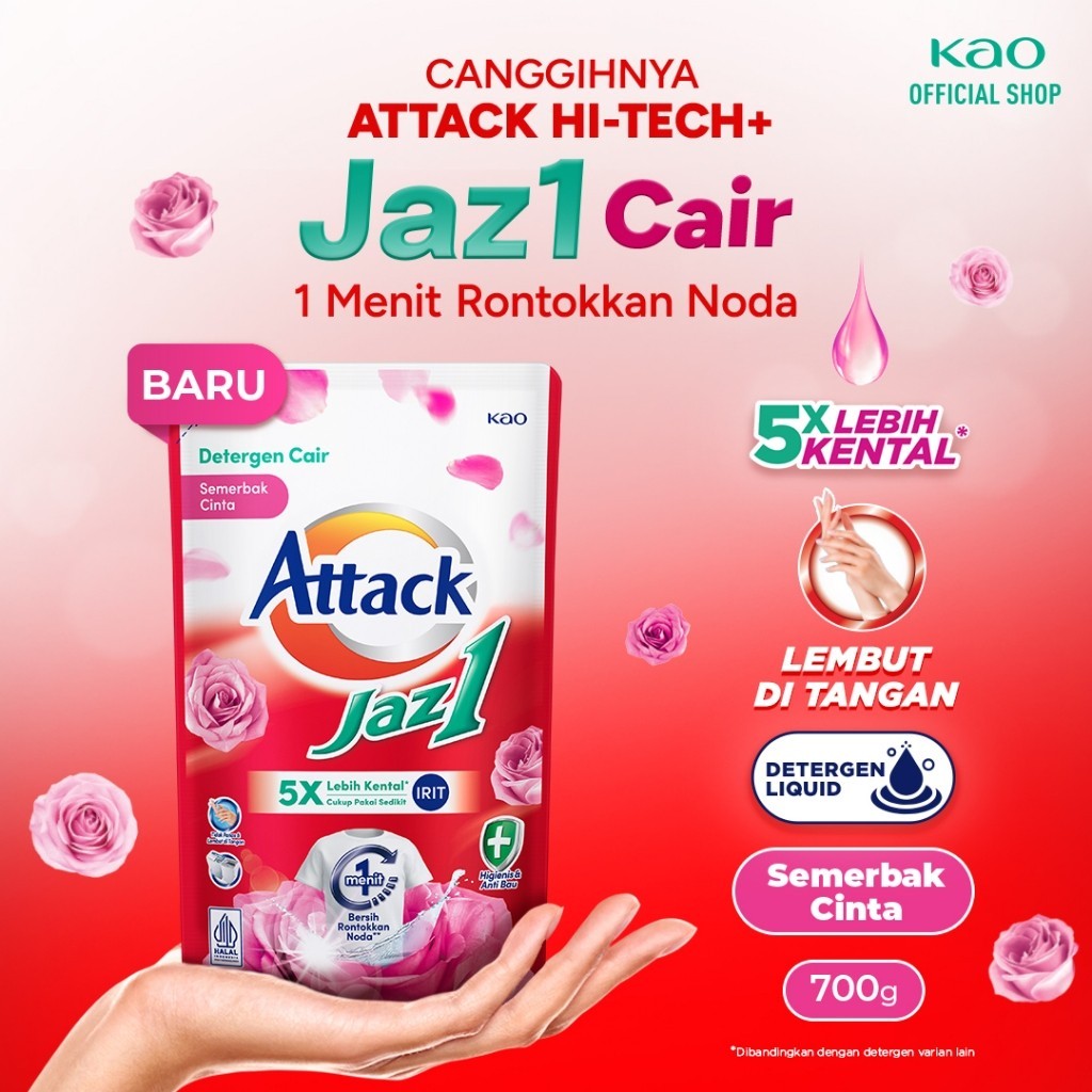 Attack Jaz1 Semerbak Cinta - Deterjen Cair Sabun Cuci Baju 700gr