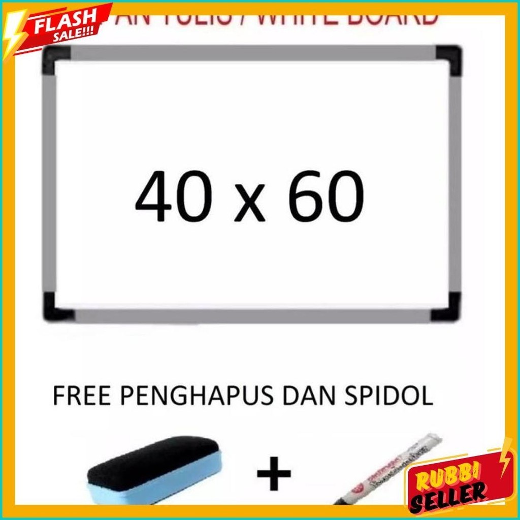 

Papan Tulis Whiteboard 40 X 60 Cm Gratis Spidol Dan Penghapus List Alumunium Terlaris (Murmer)
