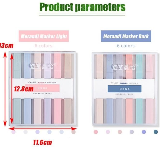 

Premium Highlighter Morandi Set 6pcs Pastel Color Highlighter Pastel Marker High Quality