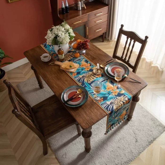 Terbaru Tablecloth Taplak Meja Table Runner Bed Scarf Hotel Dekorasi Meja Konsul Tropis Promo