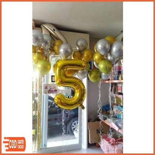 Terlaris Balon Foil Angka Ukuran Jumbo Besar 80 Cm || 20 Inch Warna Gold, Rose Gold, Silver, Hitam N