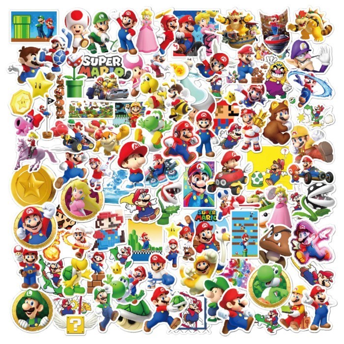 

100 Pcs Stiker Super Mario Bross Luigi Cute Sticker Waterproof
