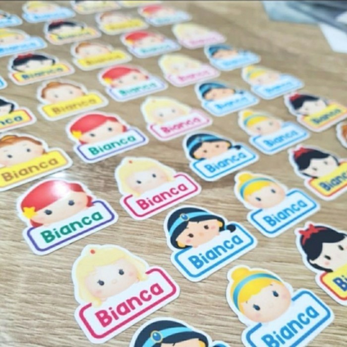 Stiker label nama anak perempuan princess waterproof