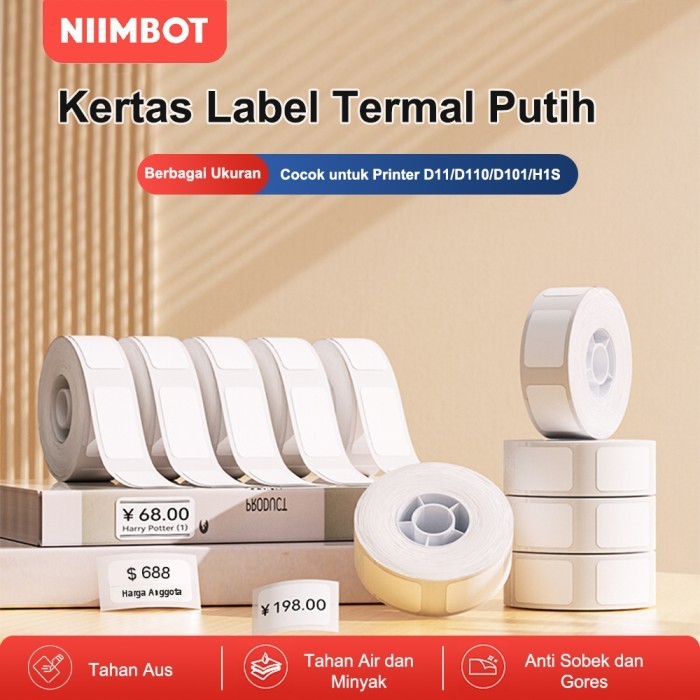 

Niimt D11/D110/D101/H1S Stiker Kertas Label Termal Tahan Air Tahan Minyak Tahan Air Mata Putih Murni