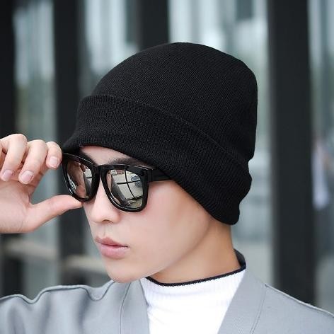 Topi Kupluk Rajut Distro Beanie Hat Winter Caps Tebal Polos Pria Wanita Dewasa Korea Htu