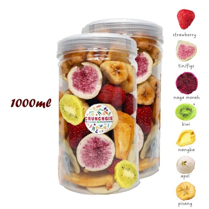 

EKSLUSIF 1L Keripik Buah Fruit Chips Vacuum Fried Premium Keripik Strawberry