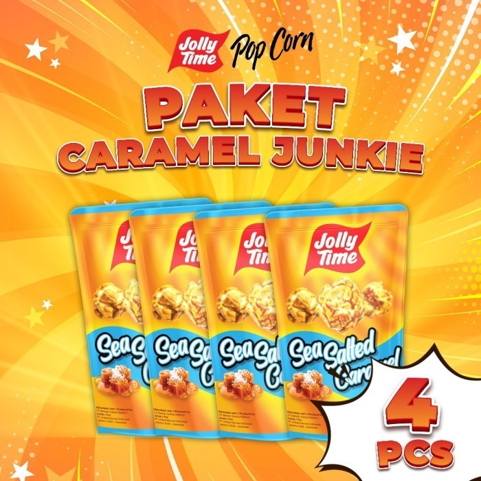 

TERLENGKAP Jolly Time Popcorn-Paket Caramel Junkie(4 pcs Sea Salted Caramel)-live