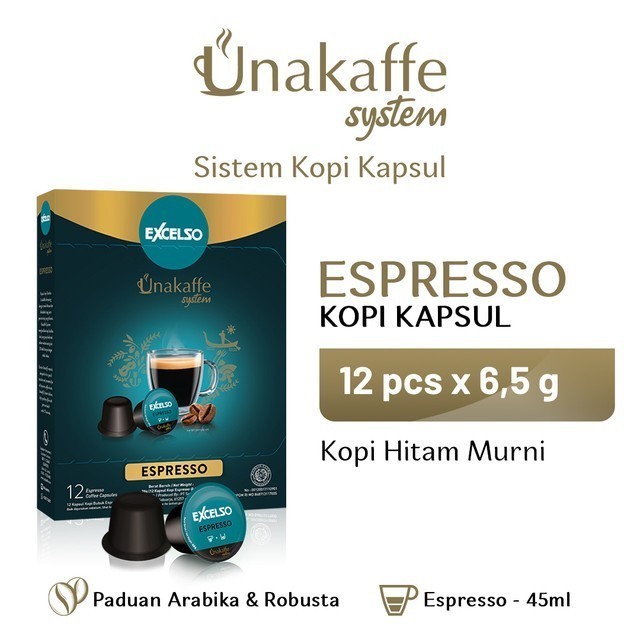 

Excelso Unakaffe Espresso - Kopi Kapsul-Capsule Coffee (12X6,5Gr)