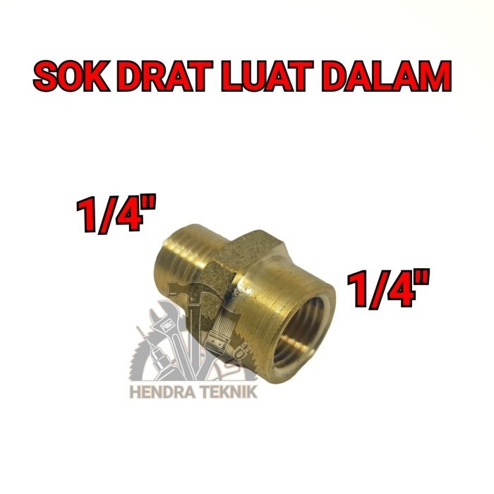 Sok Drat 1/4" X 1/4" Sock Drat Luar Dalam Over Sock 6Brass 1/4X1/4 Star
