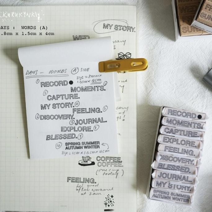 

Ready (Siap Kirim) Kurukynki Days Words (A) Rubber Stamp