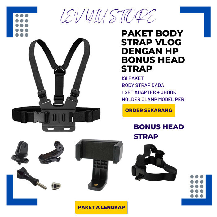 Body Strap Action Kamera Paket Holder For Hp Smartphone Chest Strap