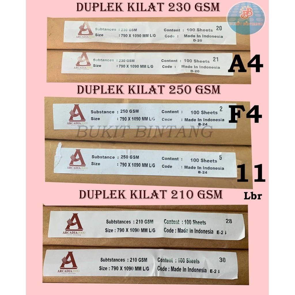 

Duplek Kilat 210 Gsm , 230 Gsm , 250 Gsm Ukuran F4 / A4 , Isi 11 Lembar