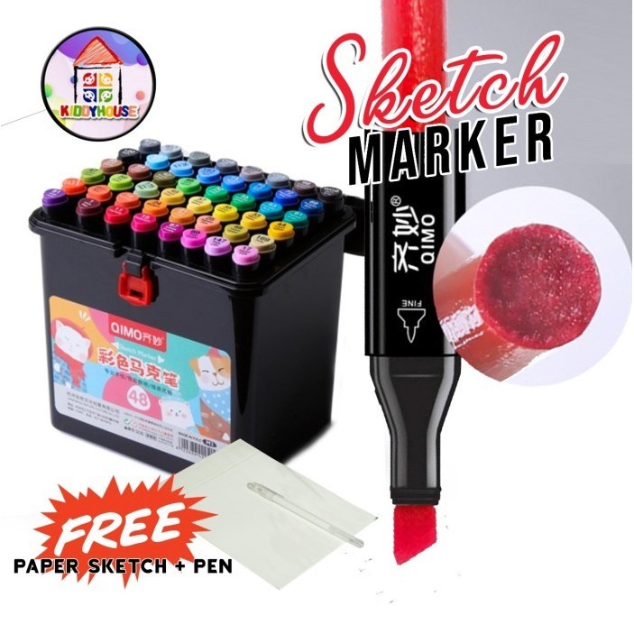 

Sarila Spidol Warna Qimo 48 Colour Marker Pen Set Double Headed Free Paper