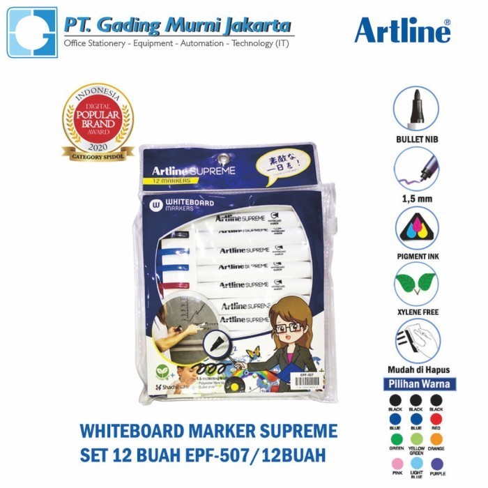 

Sarila Artline Spidol Supreme Whiteboard 12 Set