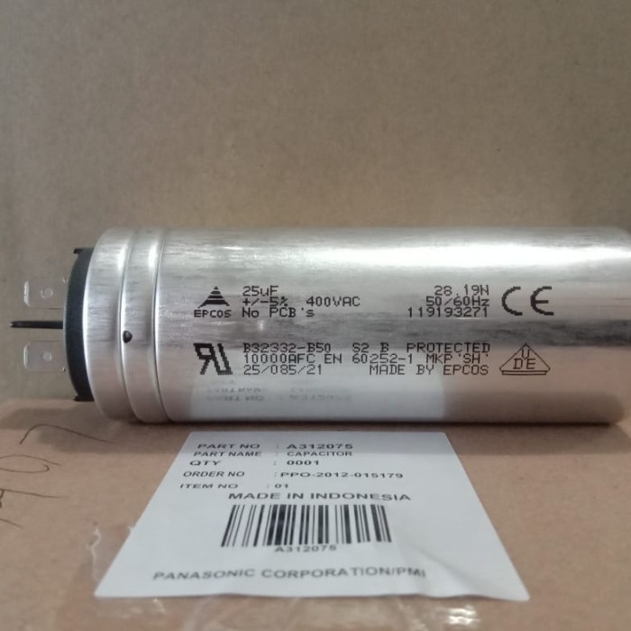 Kapasitor AC Panasonic 25 uf