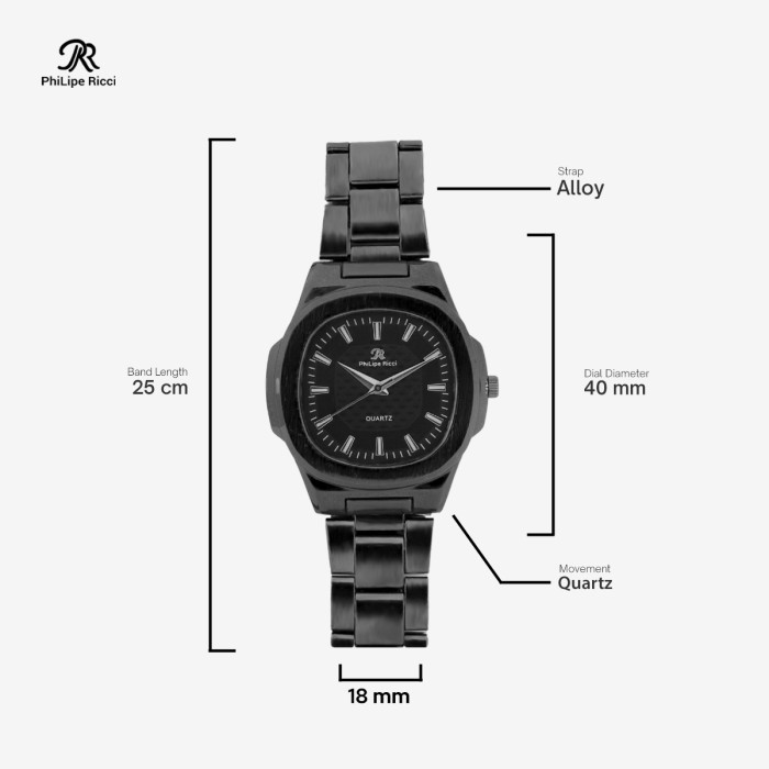 

Philipe Ricci Jam Tangan Wanita Analog Strap Rantai Dial Kotak 5038