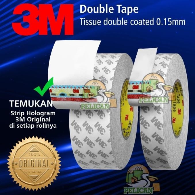 

3M Double Tape 25mm 50mm x 50 M, 9080a Tisu Tissue Tissu Tipis