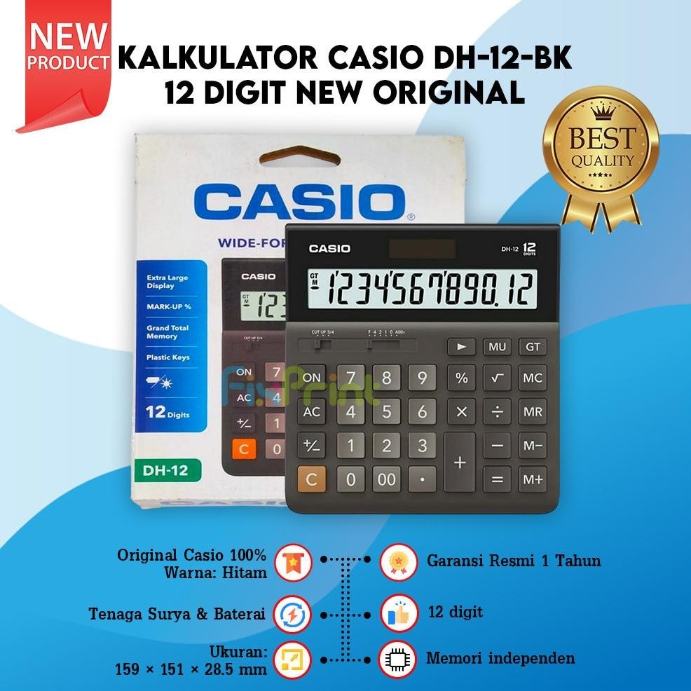

Calculator Casio DH-12 BK White 12 Digits Kalkulator Desktop Original
