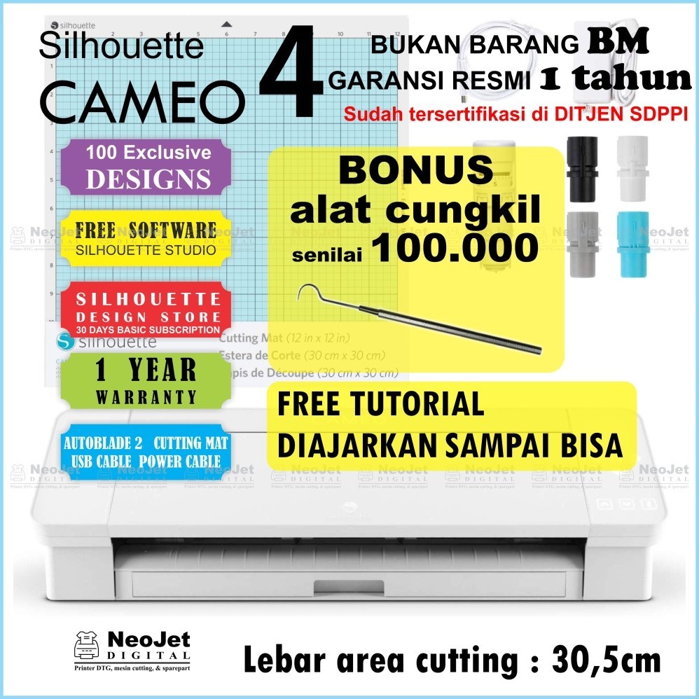 

Mesin Cutting Sticker Silhouette Cameo 4 Alat Sablon Digital Polyflex Kertas Transfer Cut Contour