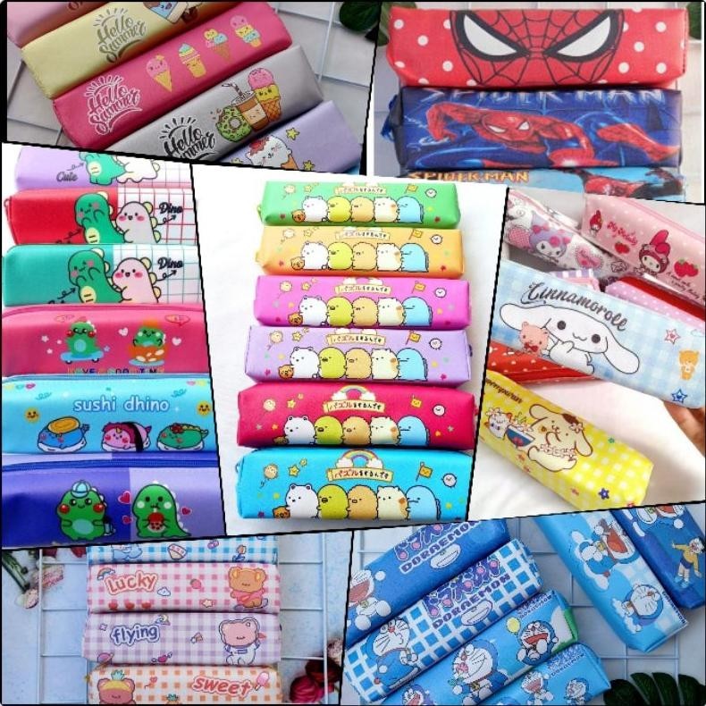 

h-4 12 pcs Tepak pensil motif karacter || perlengkapan sekolah || alat tulis || bisa buat souvenir ulang tahun || tepak lontong Premium