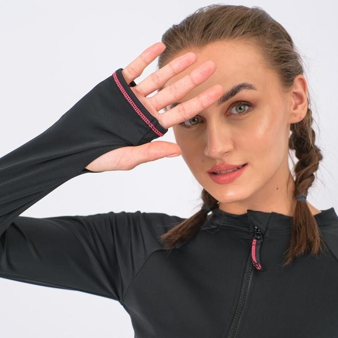 Jaket Crop Zip Olahraga Sepeda / Berenang FITWEAR ZENDAYA SLIMFIT LS