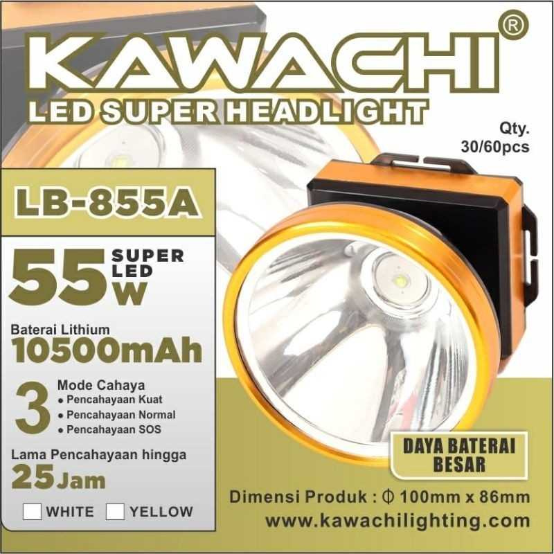 Senter Kepala SOS Kawachi Super LED 55 Watt LB-855A Ori